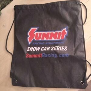 Summit Racing Black Drawstring Tote Bag Travel Storage